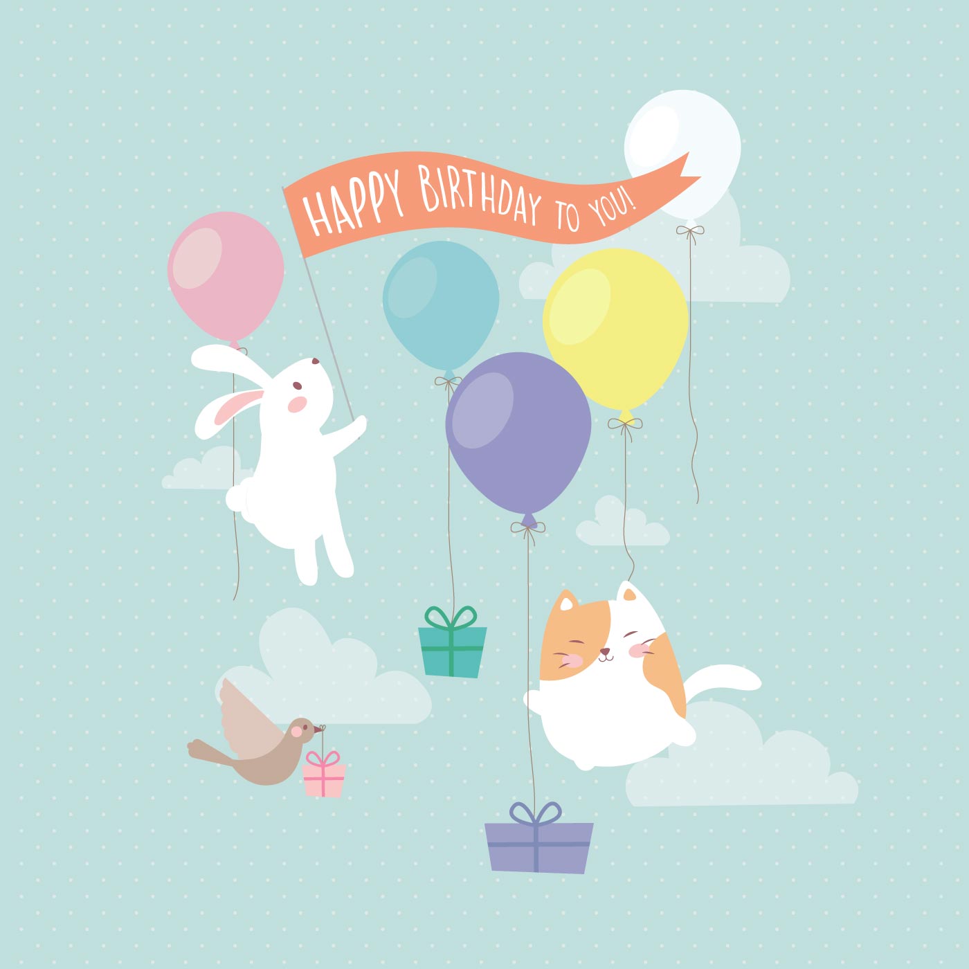 Happy Birthday Animal Greetings card 535089 Vector Art at Vecteezy