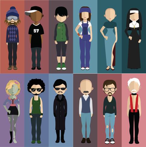 Set of people avatars with backgrounds vector