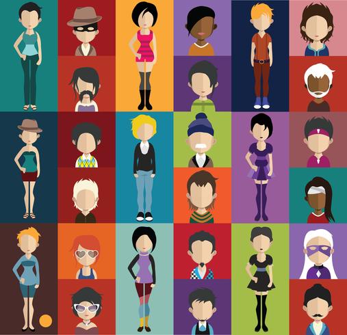 Set of people avatars with backgrounds vector