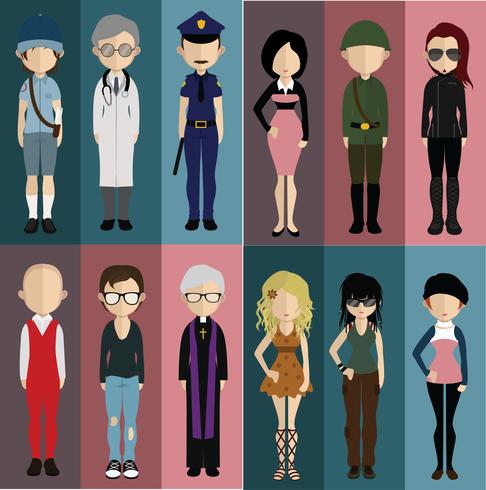 Set of people avatars with backgrounds vector