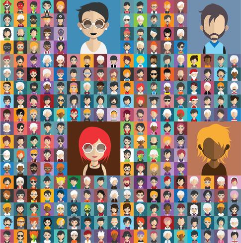 Set of people avatars with backgrounds vector