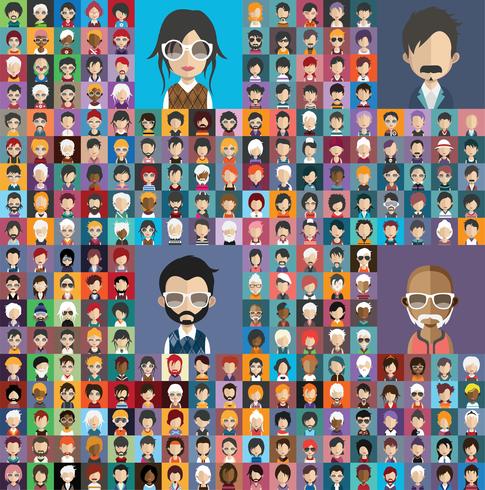 Set of people avatars with backgrounds vector
