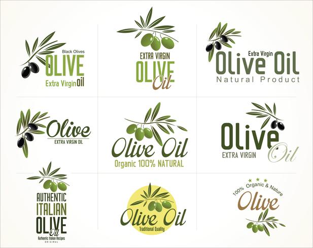 Olive oil retro labels collection vector