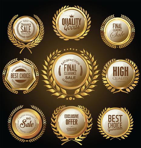 Luxury premium golden badges and labels vector