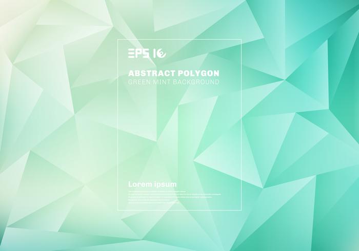 Abstract low polygon or triangles pattern on blue green mint background and texture. vector