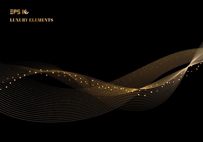 Abstract Shiny Color Sparkling Gold Wave Design Element With