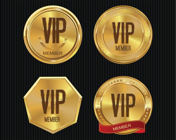 Vip member golden badge collection vector