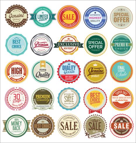 Colección de insignias y etiquetas retro vintage vector