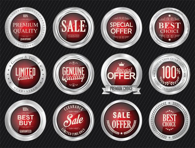 Luxury premium silver badges and labels vector