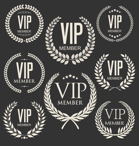 Vip member golden badge collection vector