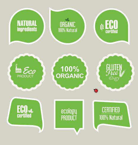 Eco Vintage Labels Bio template set Ecology Retro design vector