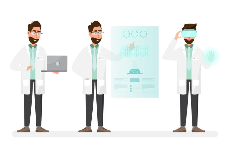 medical concept. Scientists with technology in a lab vector