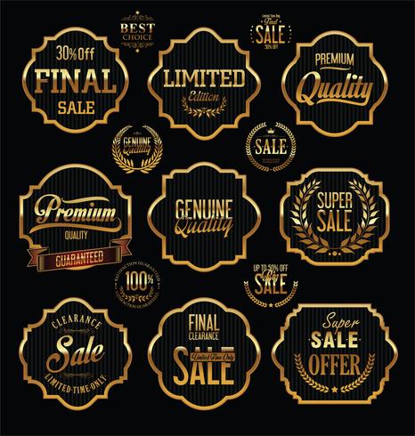 Luxury premium golden badges and labels vector