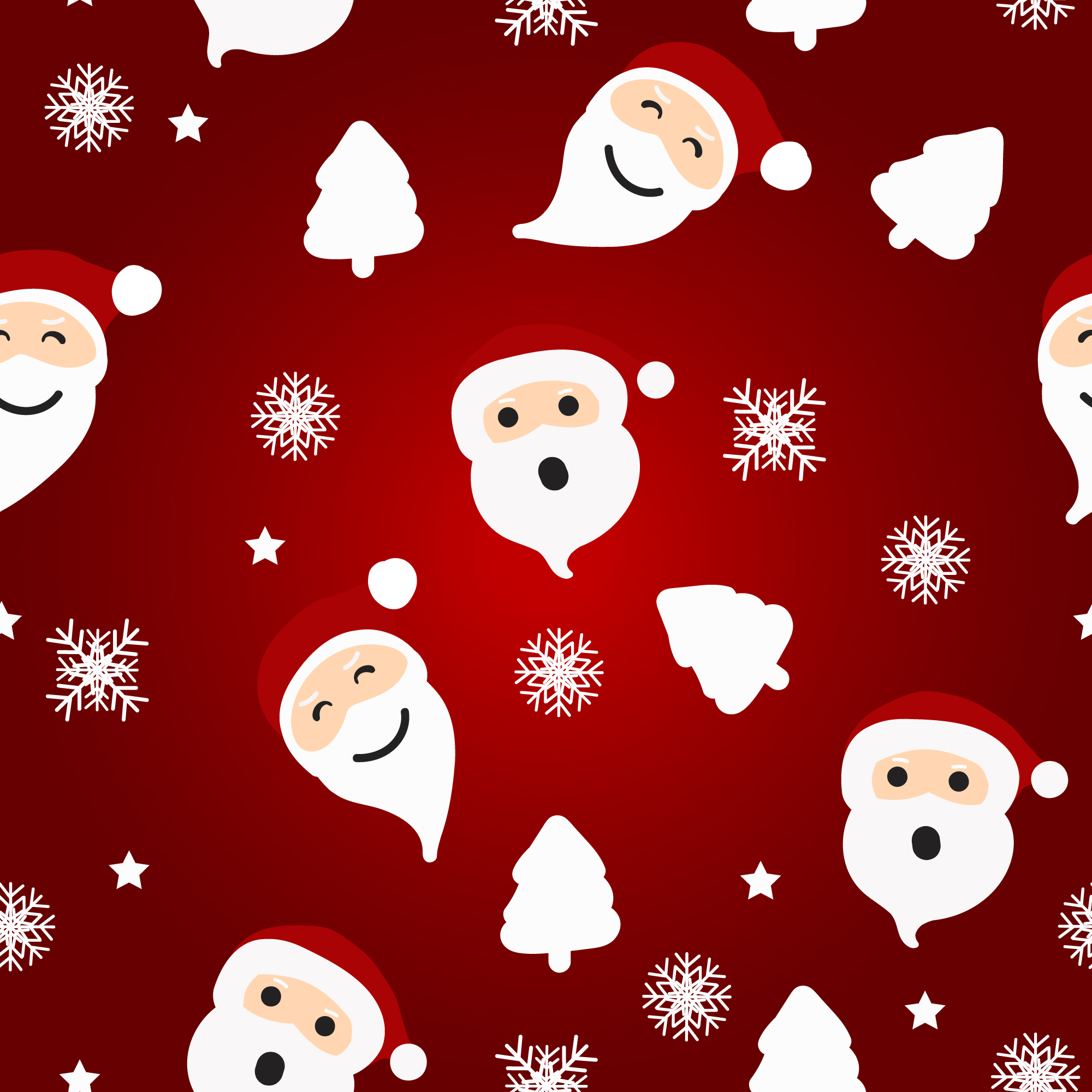 Seamless Christmas pattern with Santa and tree on red