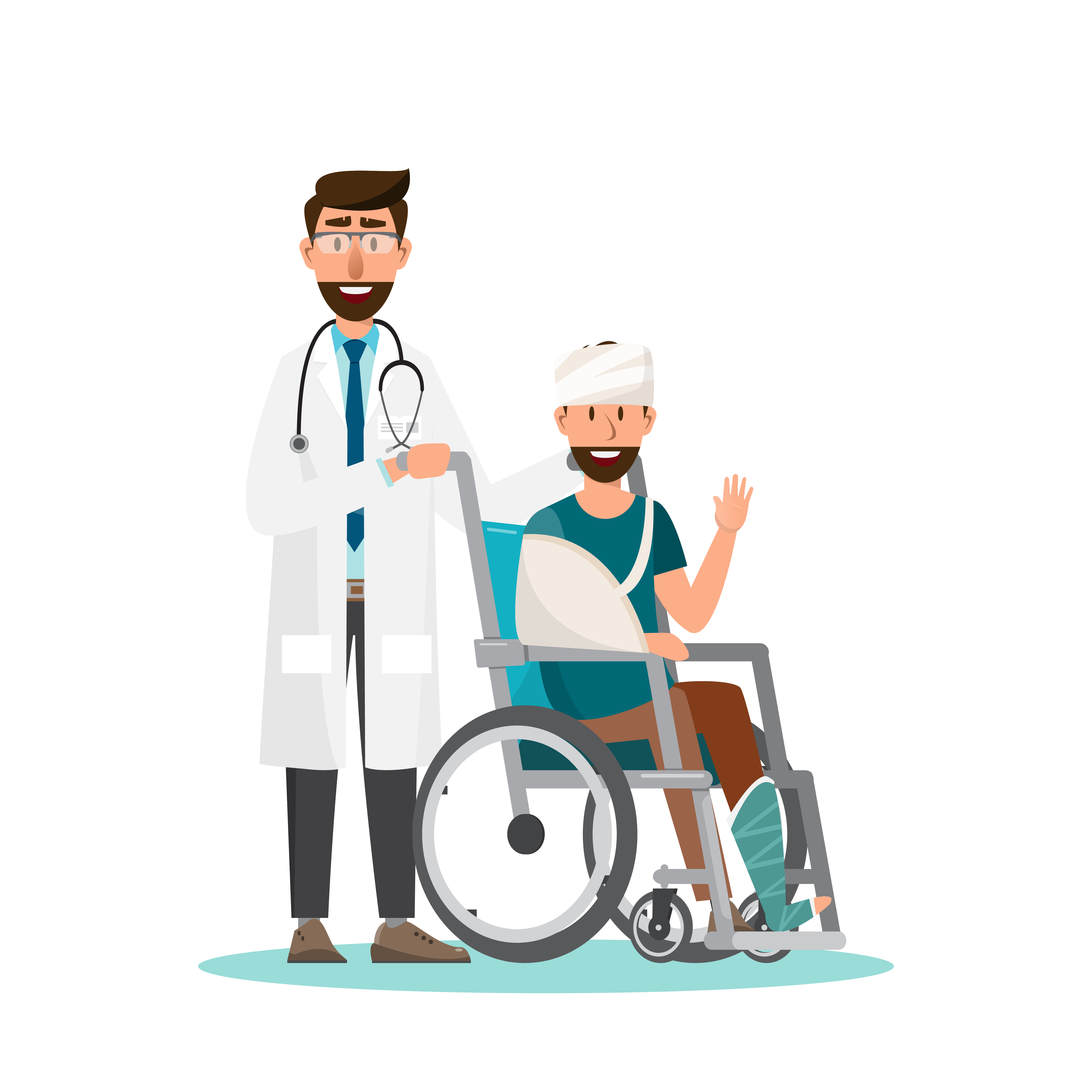 Man sit on a wheelchair with doctor take care. 535684 Vector Art at ...