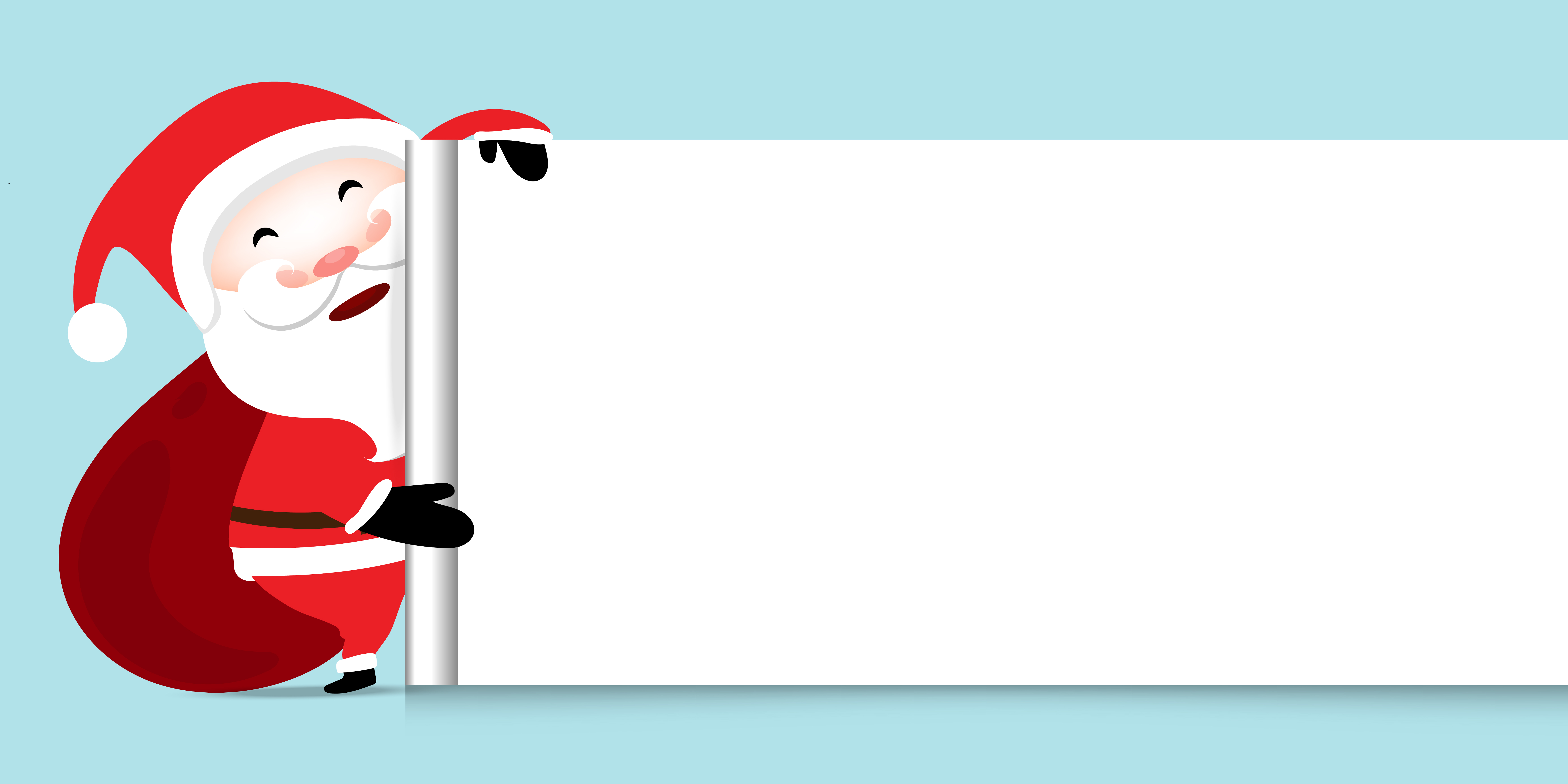 Christmas blank billboard banner background with Santa Claus showing