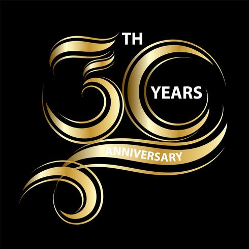 golden 30th anniversary sign and logo for gold celebration symbol ...