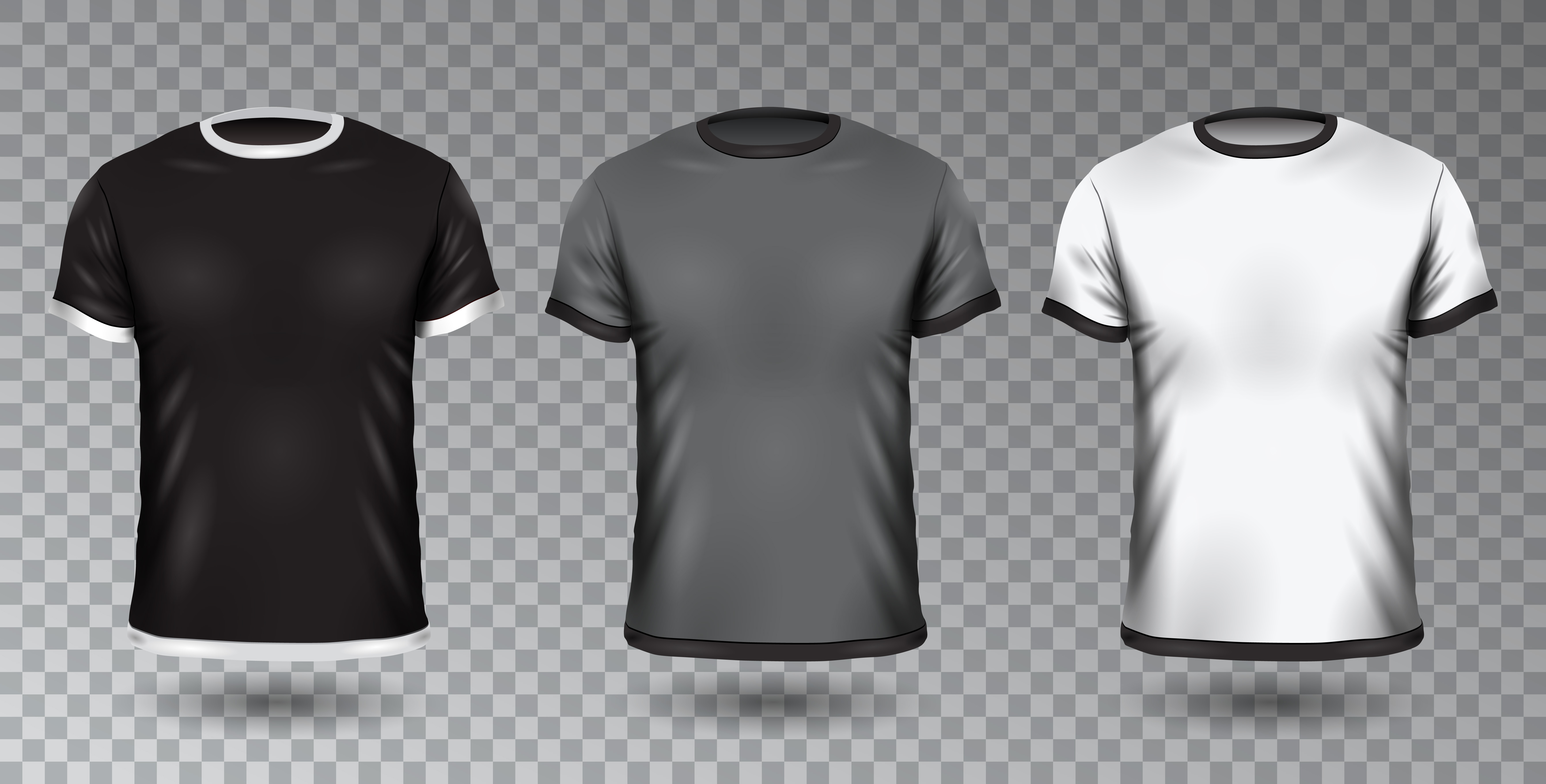 Download Vector Blank Black, Gray and White T-shirt Mock-Up ...