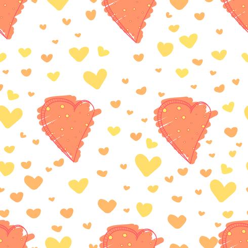 Heart abstract pattern background, Love doodle style pattern, Vector illustration.