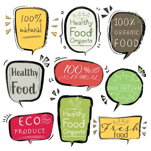 Conjunto de productos de banner ECO, alimentos naturales, veganos, orgánicos, frescos y saludables. Ilustracion vectorial vector