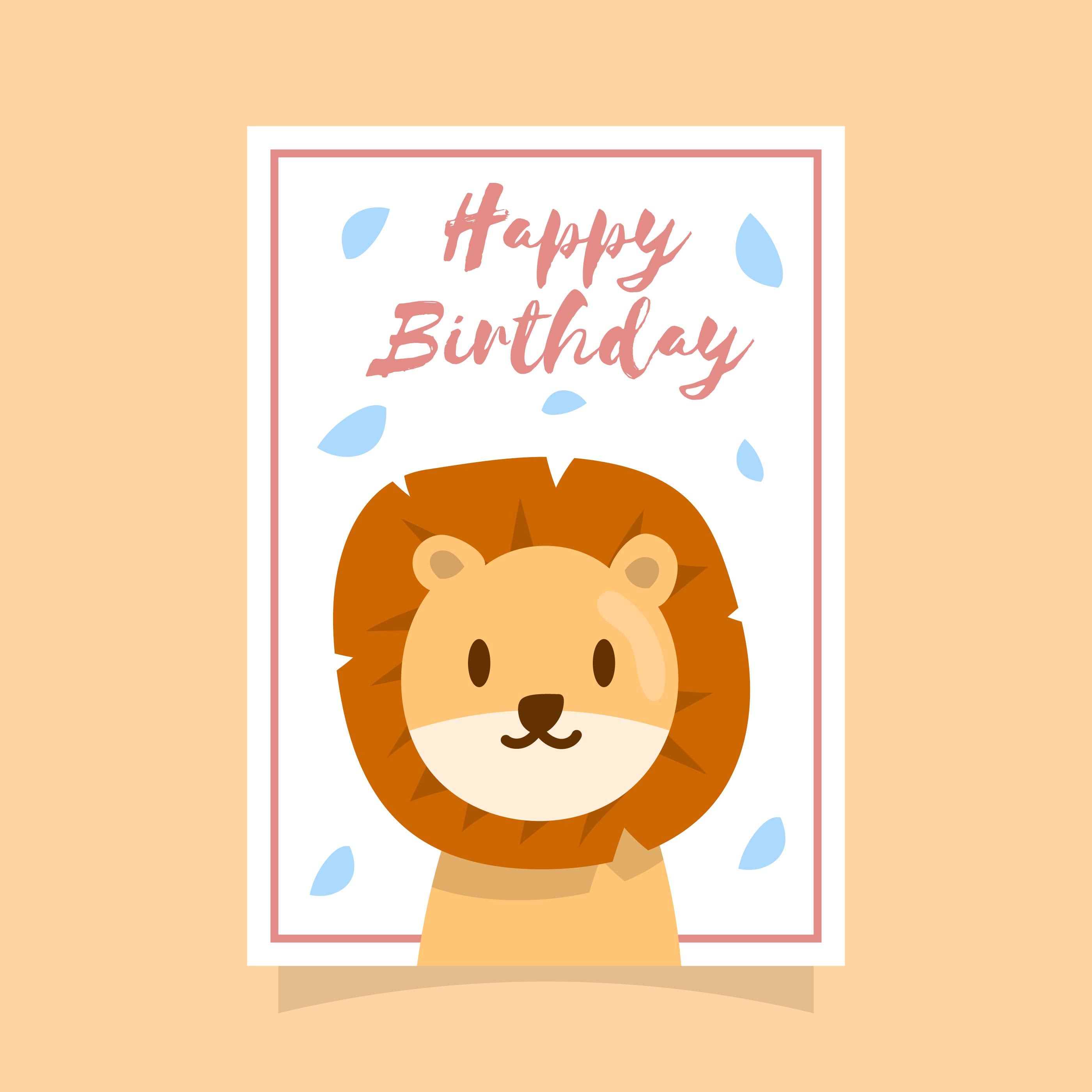 Free Printable First Year 1 Birthday Card With Lion