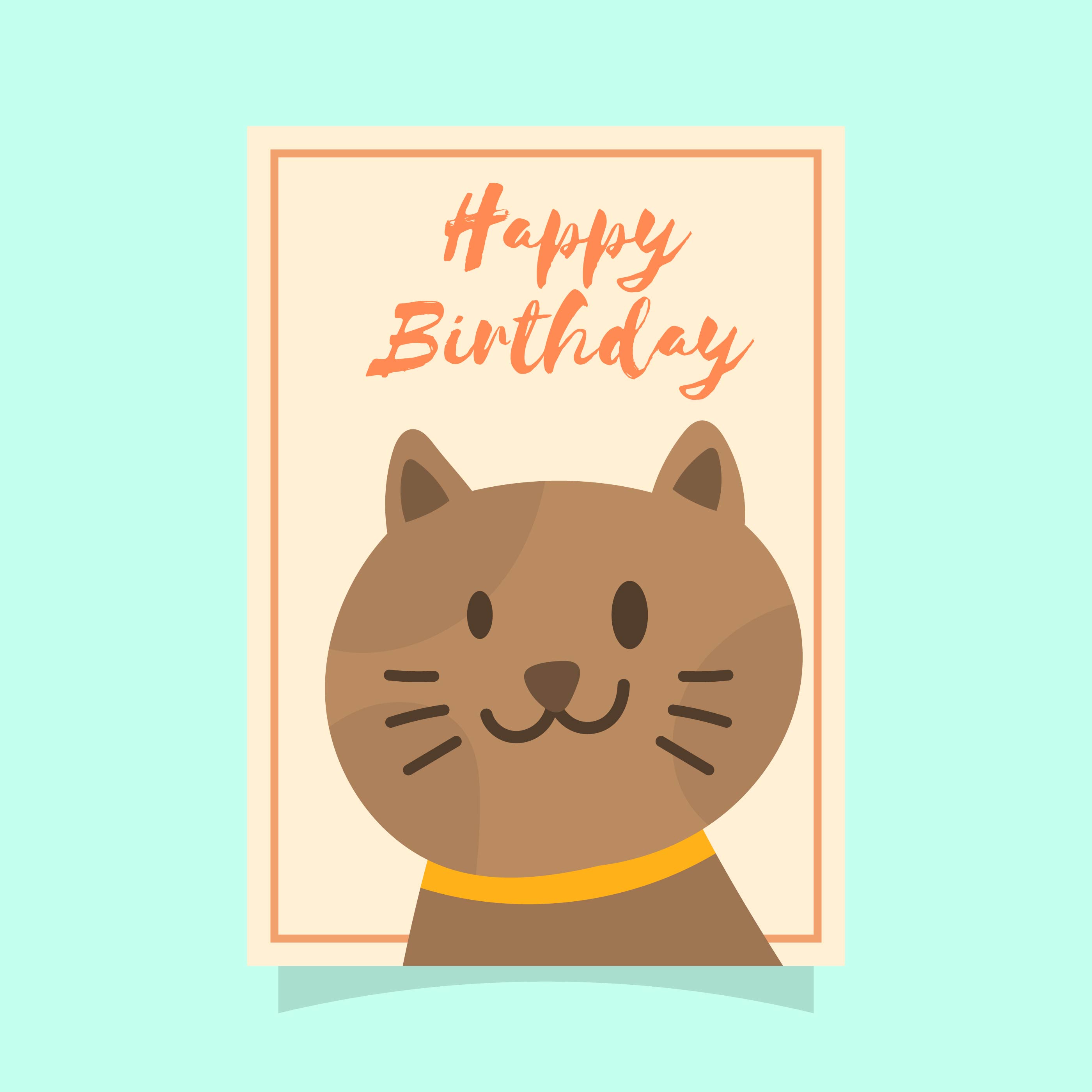 Cat Birthday Greeting Card Download Free Vectors, Clipart Graphics