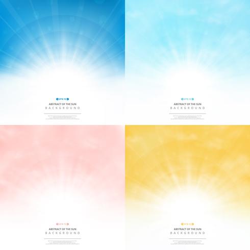 Set sun background with colors style pattern sky. illustration vector eps10 