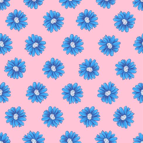 Wild flowers seamless pattern. Hand drawing Vector illustration