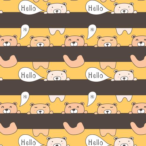 Cute Bear Pattern Background. vector background wallpaper.
