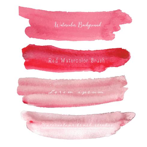 Set of red watercolor background, Brush stroke logo, Vector illustration.