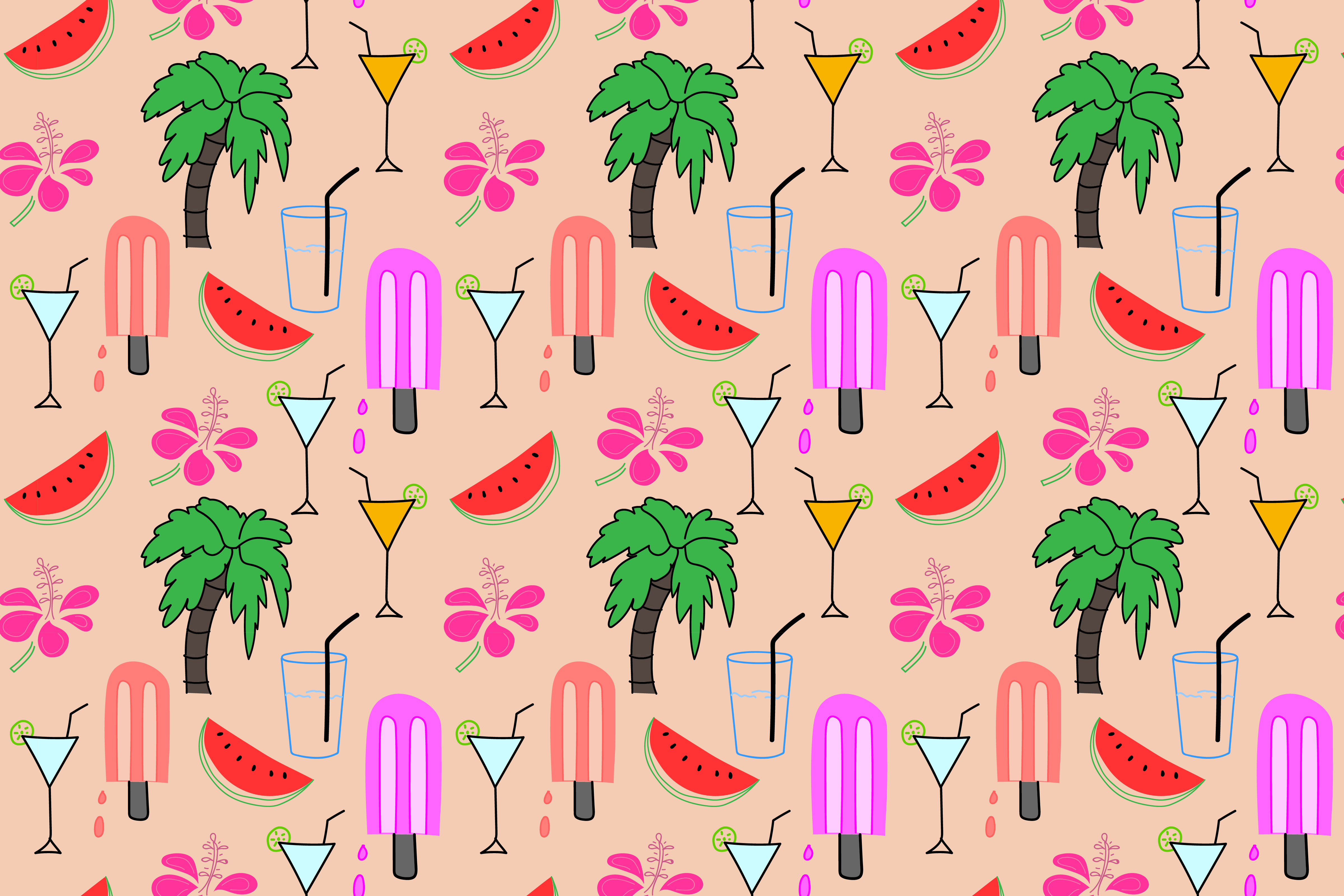 Summer pattern background, Tropical flamingo pattern, Vector
