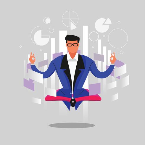 Businessman Thinking and Getting Ideas to Success Business During Meditation vector