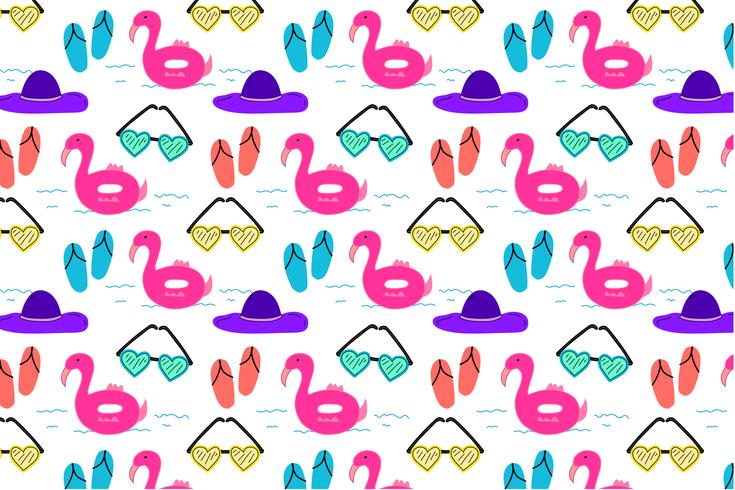 Summer pattern background, Tropical flamingo pattern, Vector illustration.