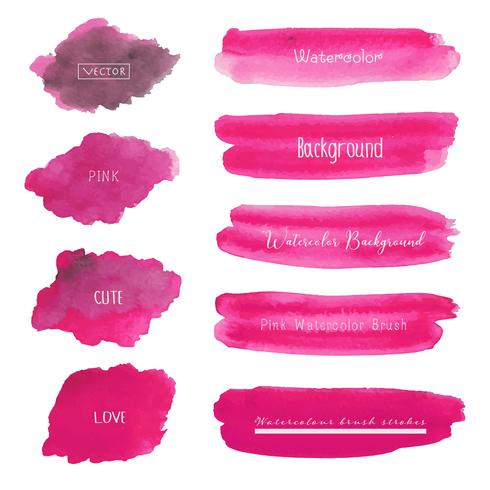 Set of pink watercolor background, Brush stroke logo, Vector illustration.