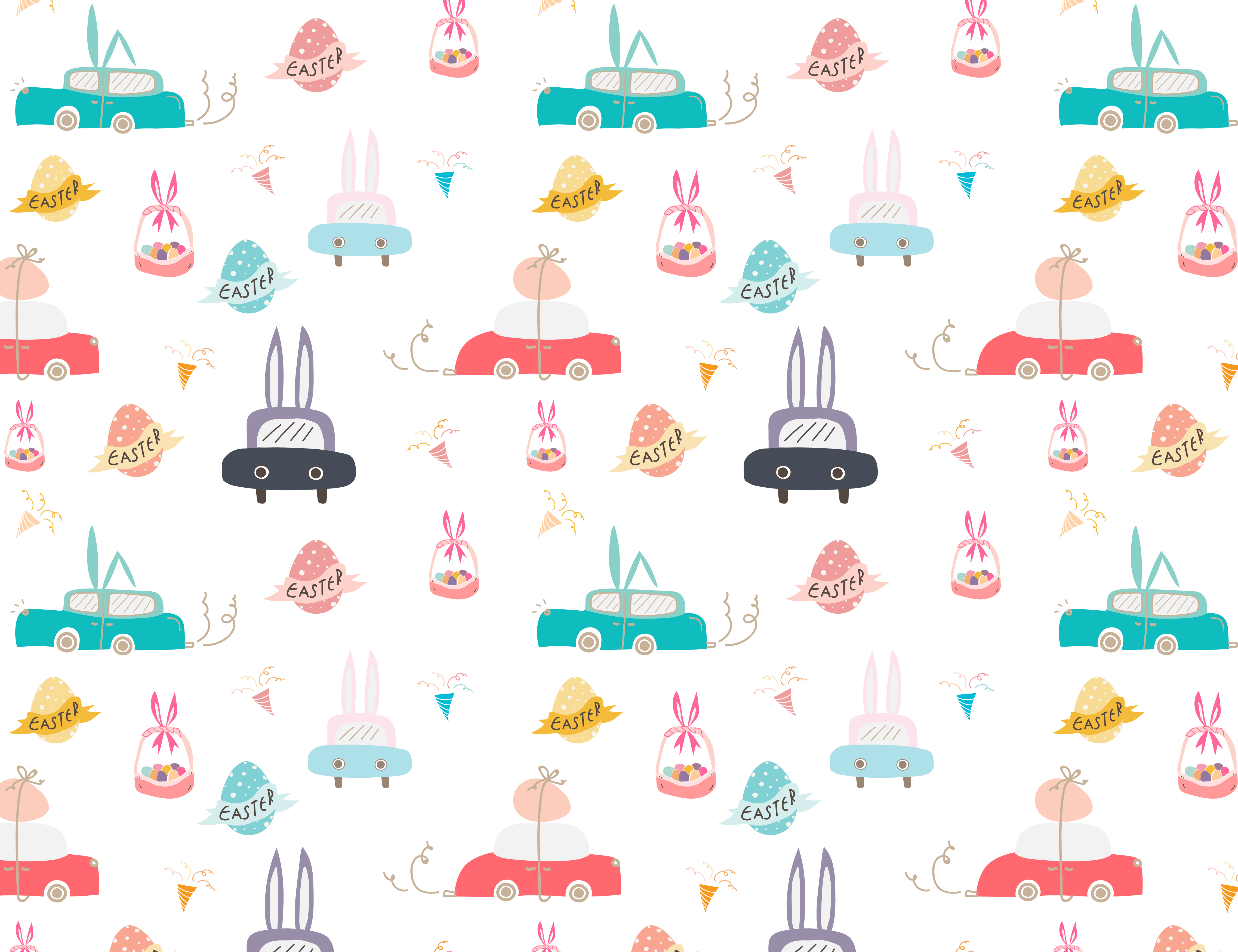 Happy easter pattern background, Cute easter pattern for kids, Vector