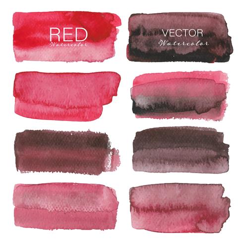 Set of red watercolor background, Brush stroke logo, Vector illustration.