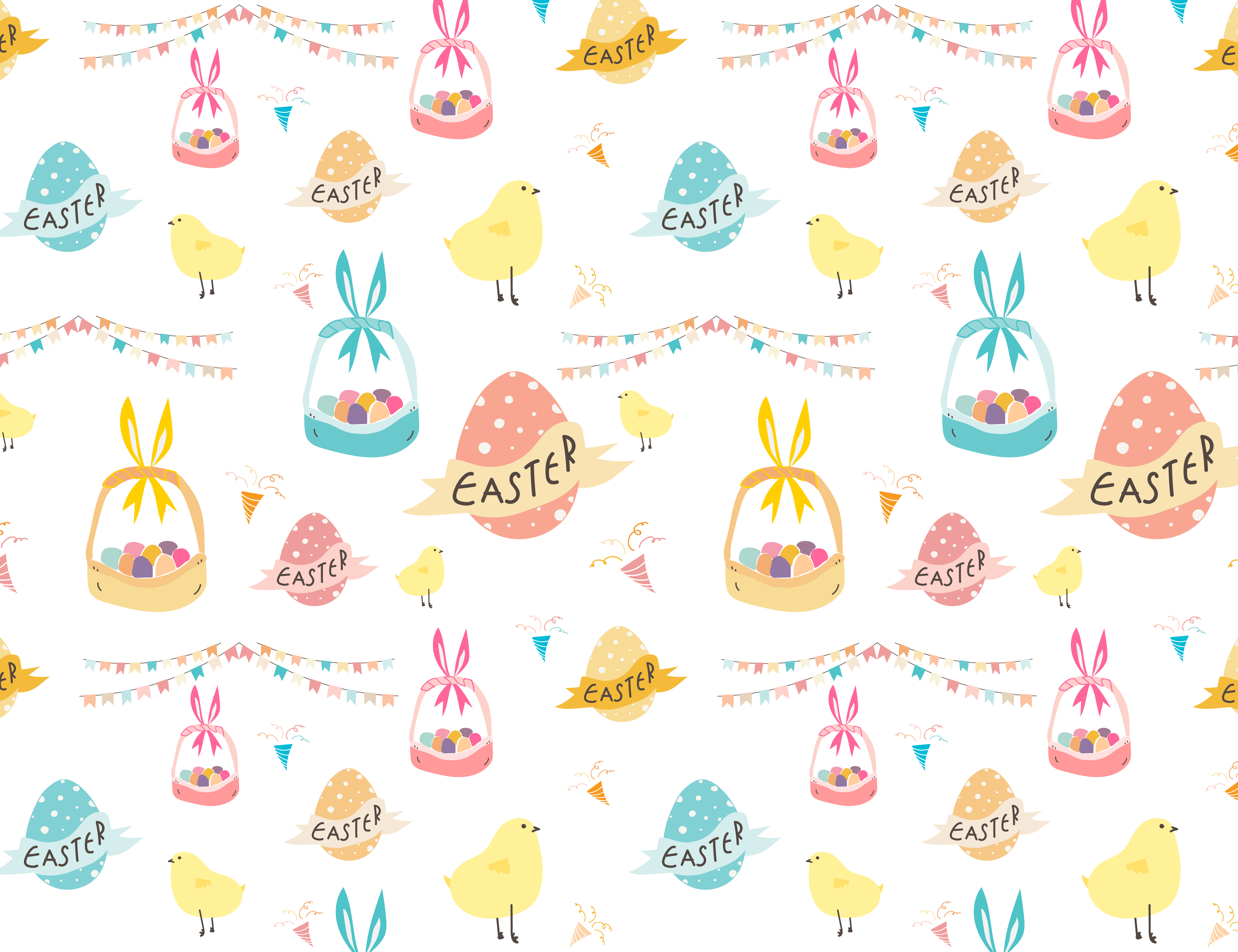 Happy easter pattern background, Cute easter pattern for kids, Vector