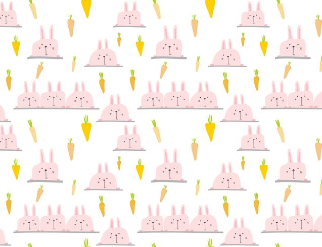 Cute bunny pattern background, Easter pattern for kids, Vector illustration.