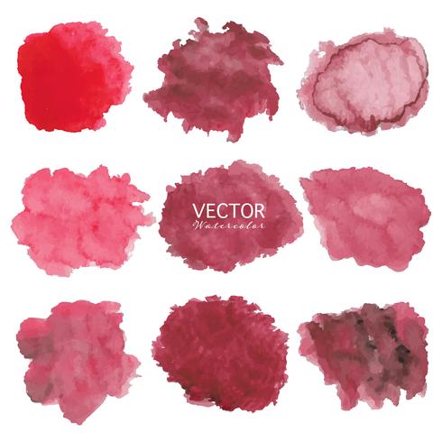 Set of red watercolor background, Brush stroke logo, Vector illustration.