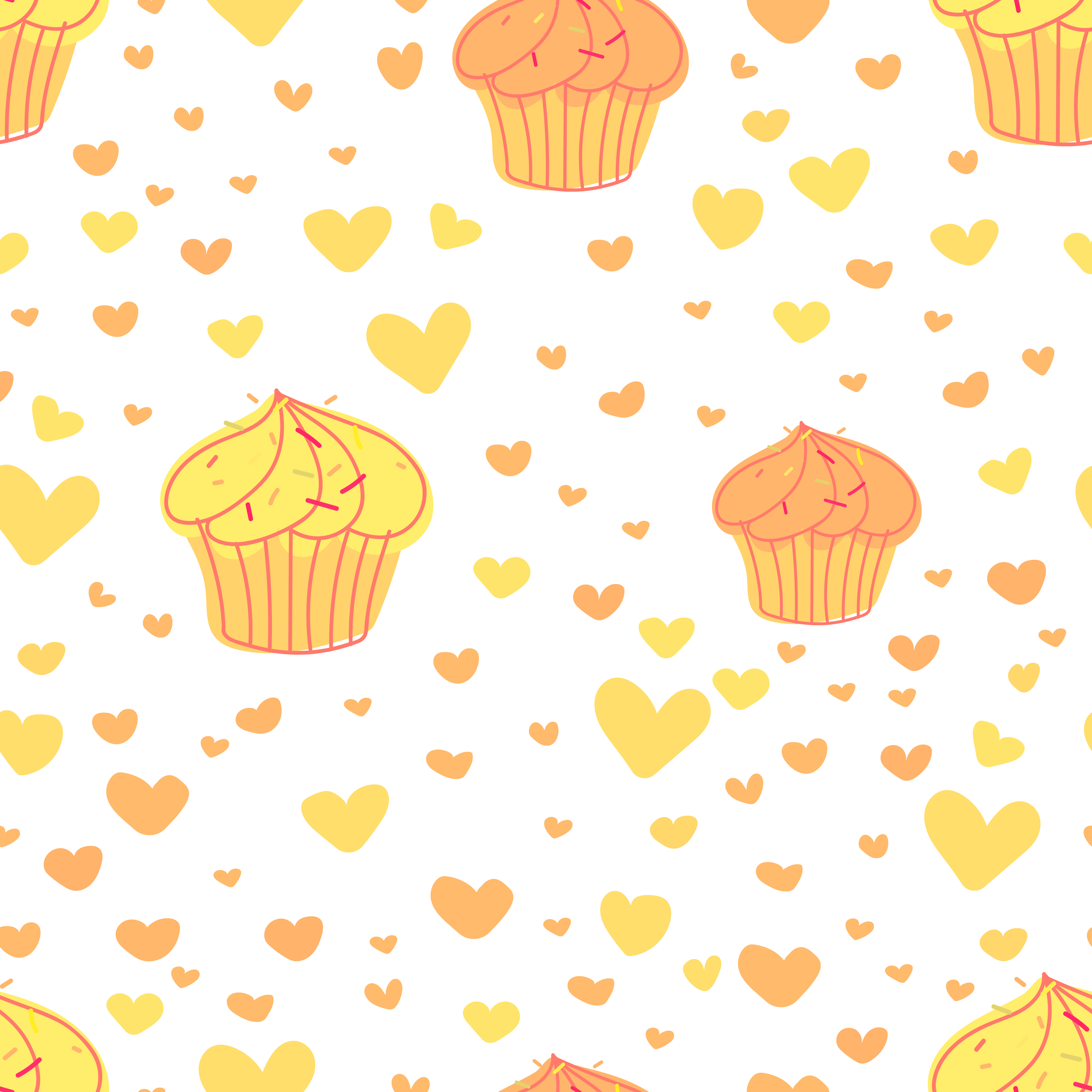 Cupcakes Pattern Background Cute Bakery Pattern Vector