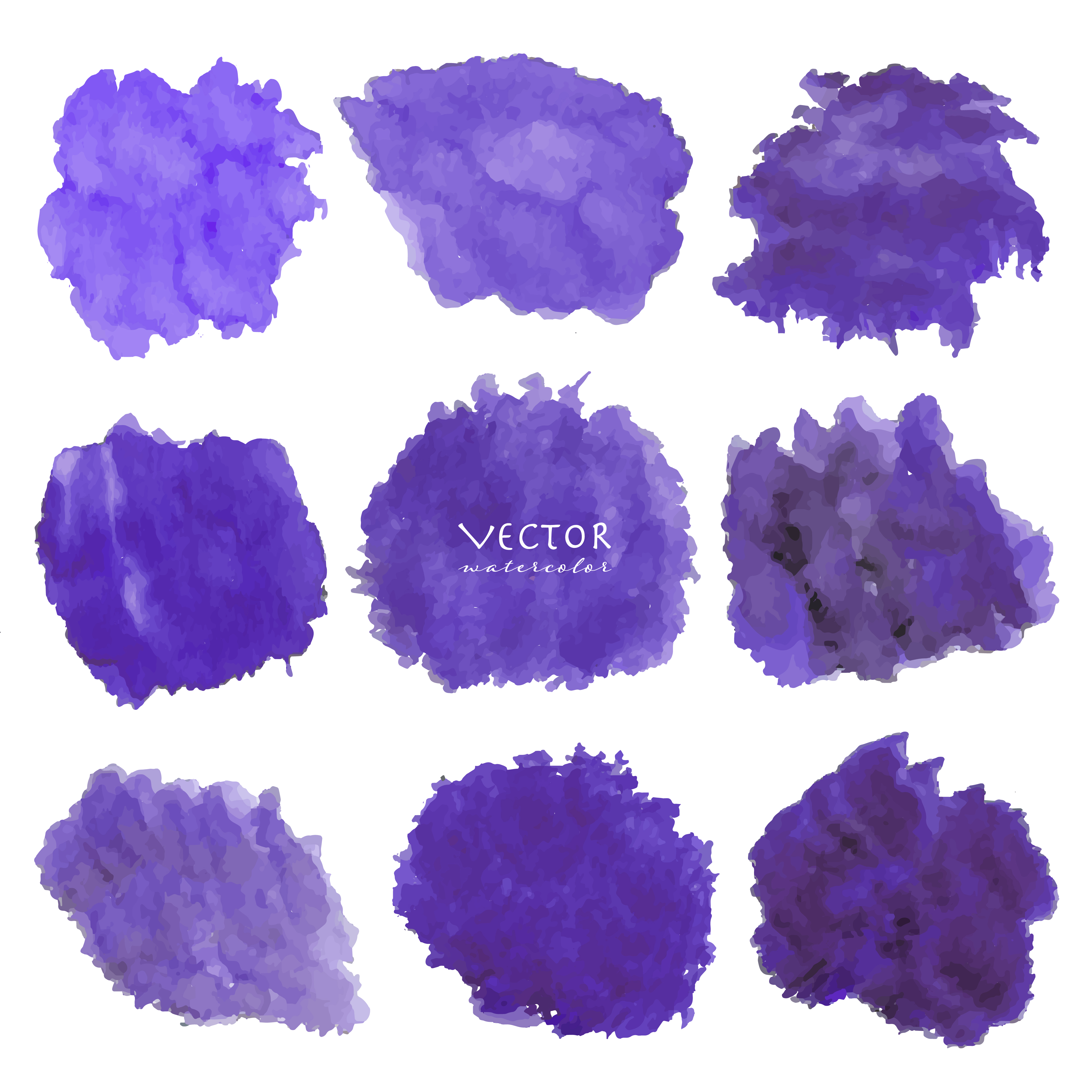 Download Set of purple watercolor on white background, Brush stroke watercolor, Vector illustration ...