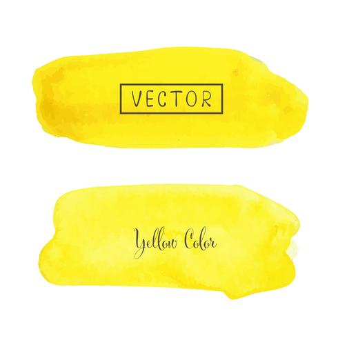 Yellow brush stroke watercolor on white background. Vector illustration.