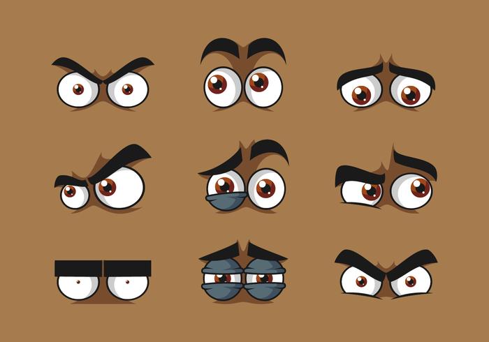 Vector de ojos de dibujos animados marrón