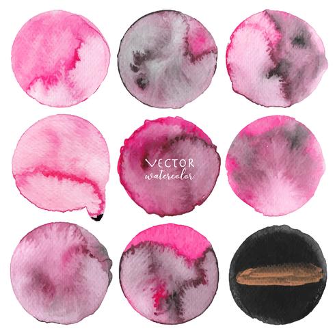 Set of pink watercolor on white background, Brush stroke watercolor, Vector illustration.