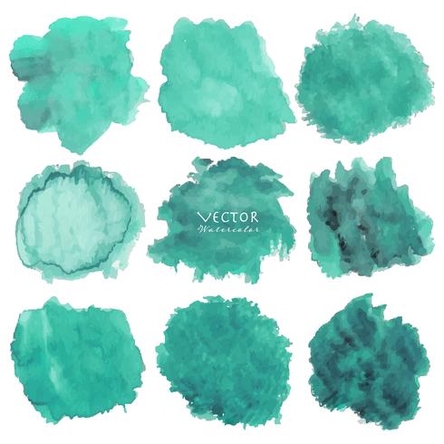 Sistema de acuarela de la menta en el fondo blanco, acuarela del movimiento del cepillo, ejemplo del vector. vector