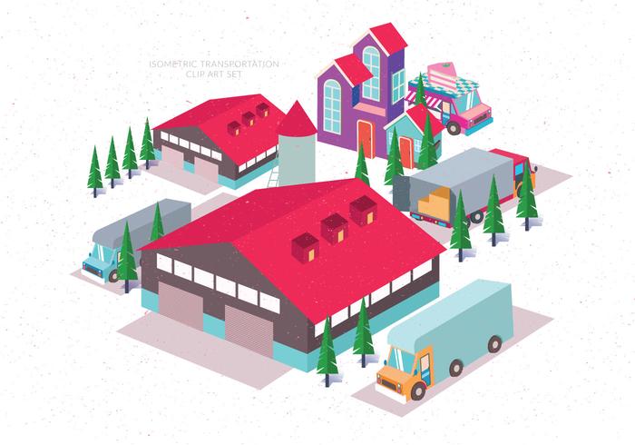 Isometric Transportation Clip Art Set Vol 4 Vector