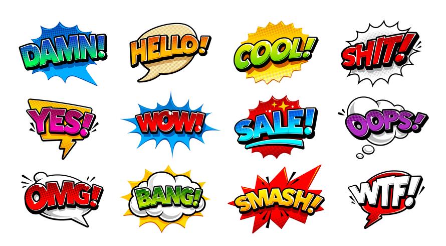 Comic Speech Bubbles Pop Art Vector Set