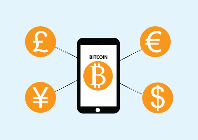 vector of money currency exchange with bitcoin