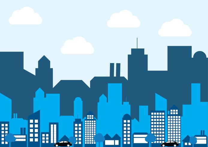 Vector of flat layer silhouette city