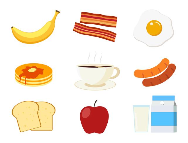 Menú de desayuno conjunto aislado sobre fondo blanco - ilustración vectorial vector